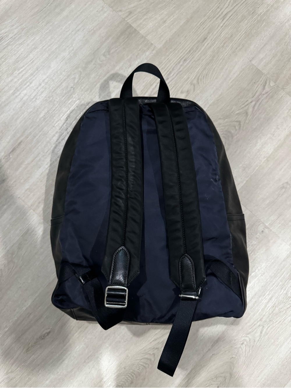 Coach Men's Navy and Black Leather Front-Pocket Backpack - Picture 3 of 4